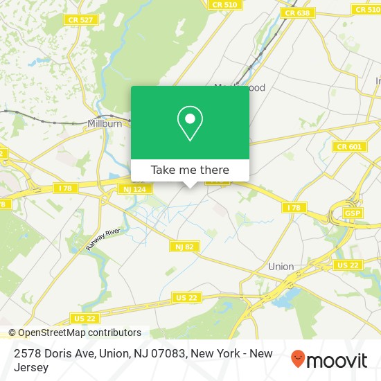 Mapa de 2578 Doris Ave, Union, NJ 07083