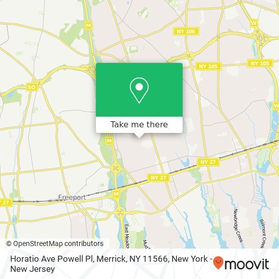 Mapa de Horatio Ave Powell Pl, Merrick, NY 11566