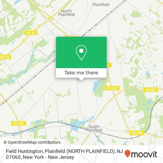 Mapa de Field Huntington, Plainfield (NORTH PLAINFIELD), NJ 07060