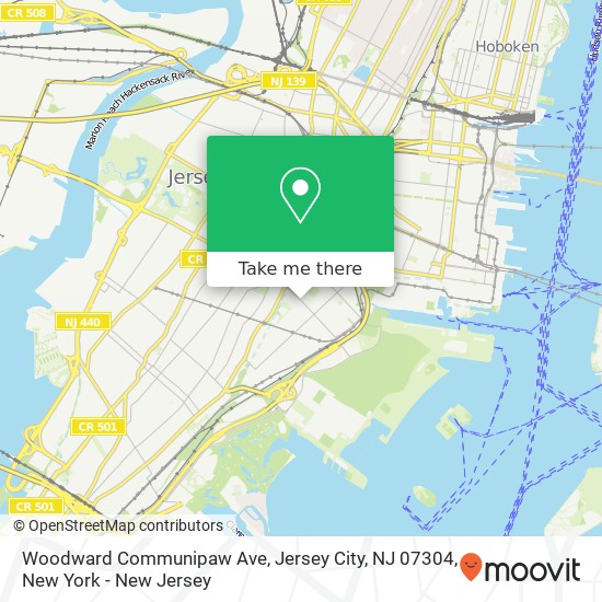 Mapa de Woodward Communipaw Ave, Jersey City, NJ 07304