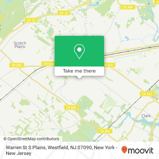 Mapa de Warren St S Plains, Westfield, NJ 07090