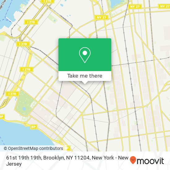 Mapa de 61st 19th 19th, Brooklyn, NY 11204