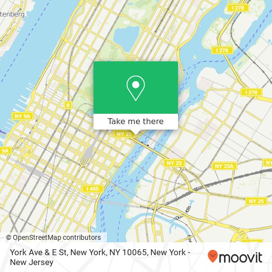 Mapa de York Ave & E St, New York, NY 10065