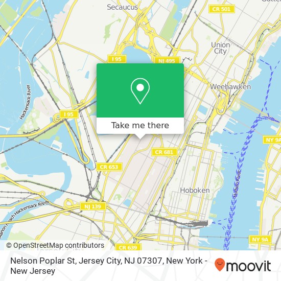 Mapa de Nelson Poplar St, Jersey City, NJ 07307