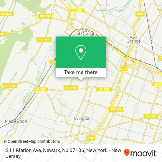 Mapa de 211 Marion Ave, Newark, NJ 07106