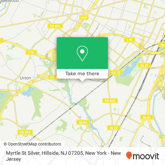 Mapa de Myrtle St Silver, Hillside, NJ 07205