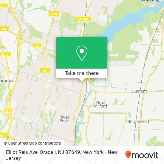 Mapa de Elliot Reis Ave, Oradell, NJ 07649