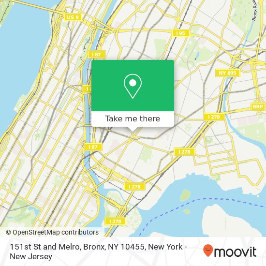 151st St and Melro, Bronx, NY 10455 map