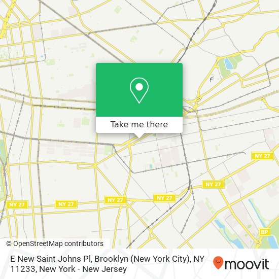 Mapa de E New Saint Johns Pl, Brooklyn (New York City), NY 11233