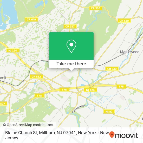 Blaine Church St, Millburn, NJ 07041 map