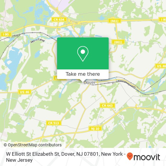 Mapa de W Elliott St Elizabeth St, Dover, NJ 07801