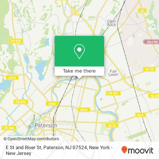 Mapa de E St and River St, Paterson, NJ 07524