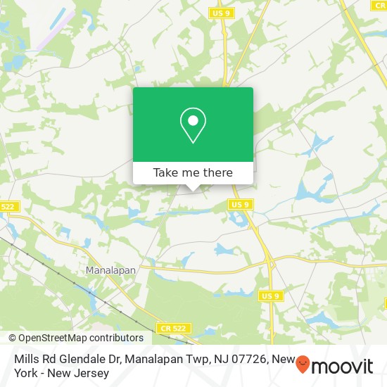 Mills Rd Glendale Dr, Manalapan Twp, NJ 07726 map