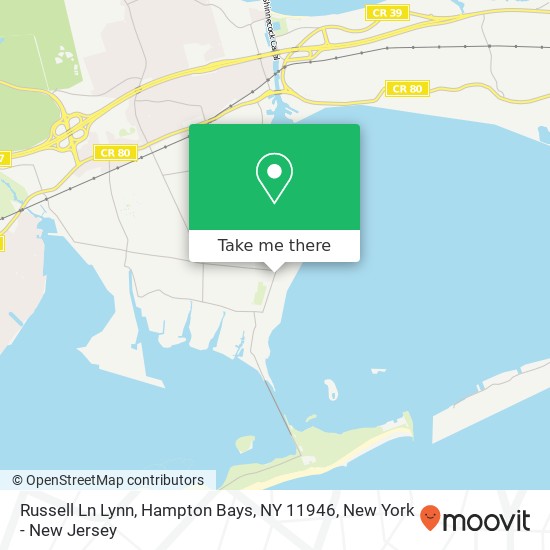 Russell Ln Lynn, Hampton Bays, NY 11946 map