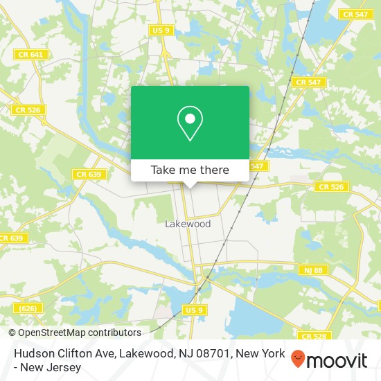 Mapa de Hudson Clifton Ave, Lakewood, NJ 08701