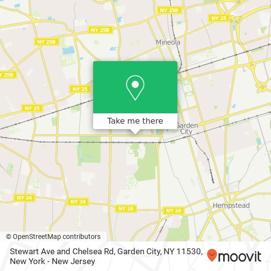 Mapa de Stewart Ave and Chelsea Rd, Garden City, NY 11530
