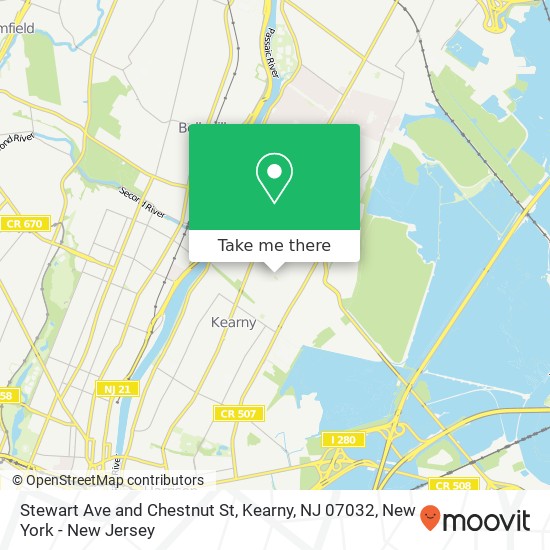 Mapa de Stewart Ave and Chestnut St, Kearny, NJ 07032