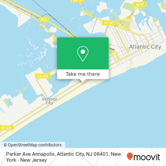 Mapa de Parker Ave Annapolis, Atlantic City, NJ 08401