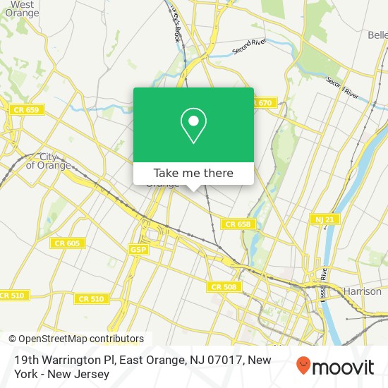 19th Warrington Pl, East Orange, NJ 07017 map