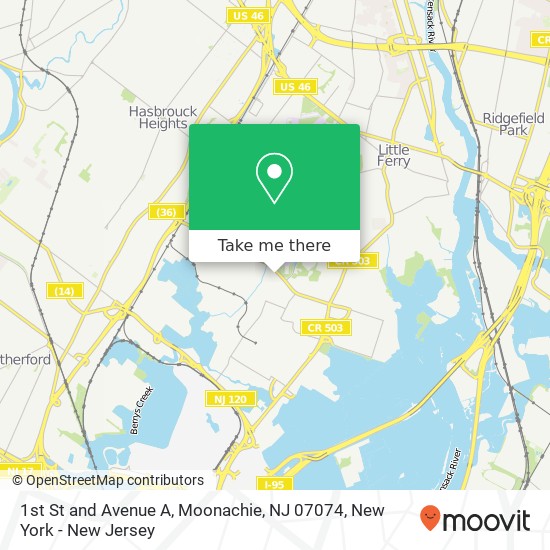 1st St and Avenue A, Moonachie, NJ 07074 map