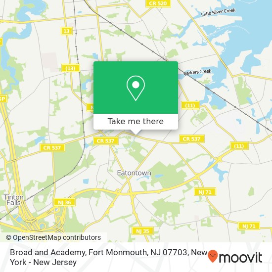 Mapa de Broad and Academy, Fort Monmouth, NJ 07703