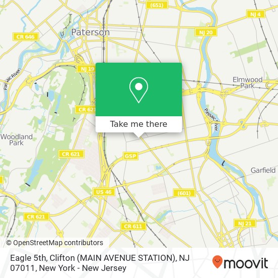 Mapa de Eagle 5th, Clifton (MAIN AVENUE STATION), NJ 07011