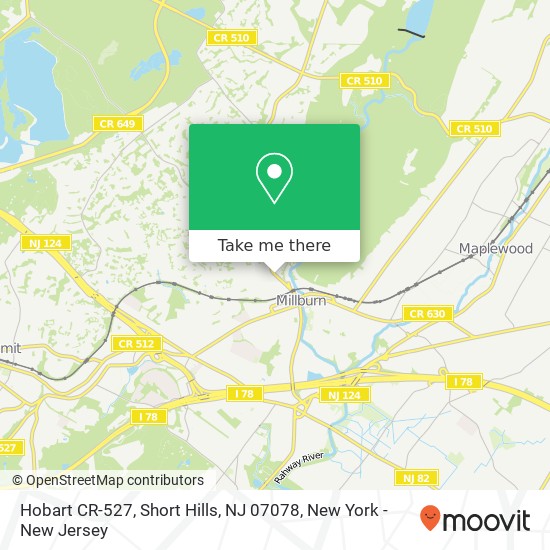 Mapa de Hobart CR-527, Short Hills, NJ 07078