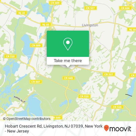 Mapa de Hobart Crescent Rd, Livingston, NJ 07039