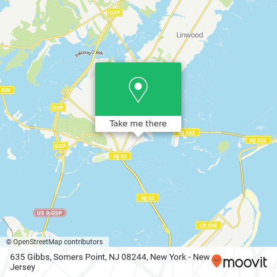 Mapa de 635 Gibbs, Somers Point, NJ 08244