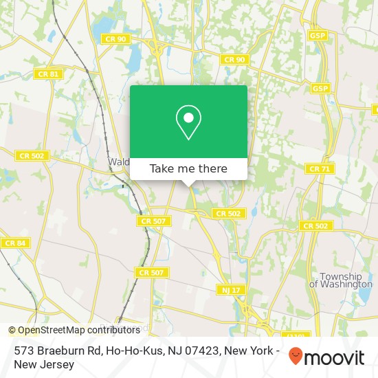 Mapa de 573 Braeburn Rd, Ho-Ho-Kus, NJ 07423