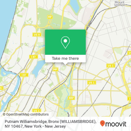 Putnam Williamsbridge, Bronx (WILLIAMSBRIDGE), NY 10467 map