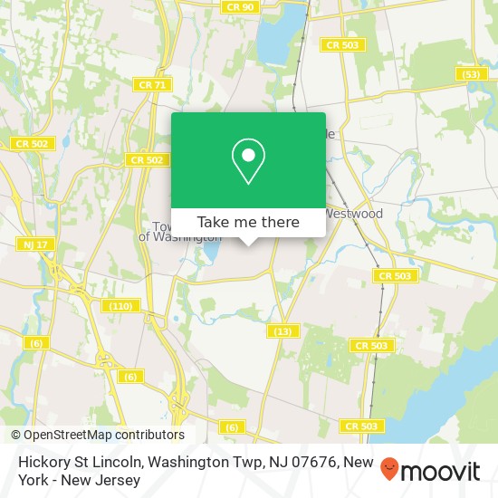 Mapa de Hickory St Lincoln, Washington Twp, NJ 07676