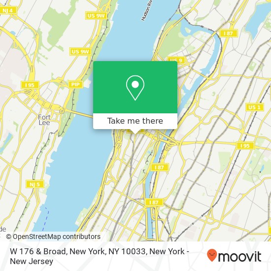 Mapa de W 176 & Broad, New York, NY 10033