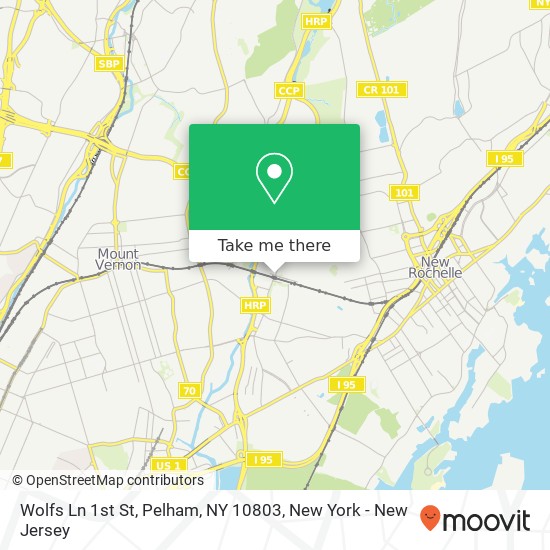 Mapa de Wolfs Ln 1st St, Pelham, NY 10803