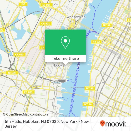 Mapa de 6th Huds, Hoboken, NJ 07030