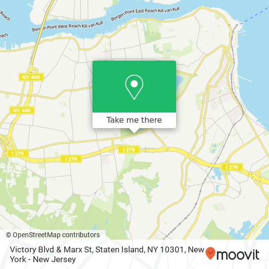 Mapa de Victory Blvd & Marx St, Staten Island, NY 10301