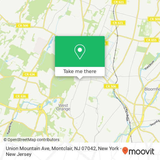 Mapa de Union Mountain Ave, Montclair, NJ 07042