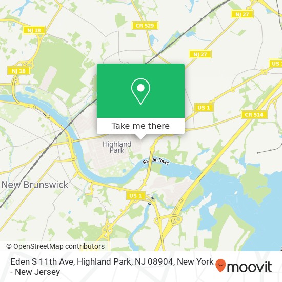 Mapa de Eden S 11th Ave, Highland Park, NJ 08904