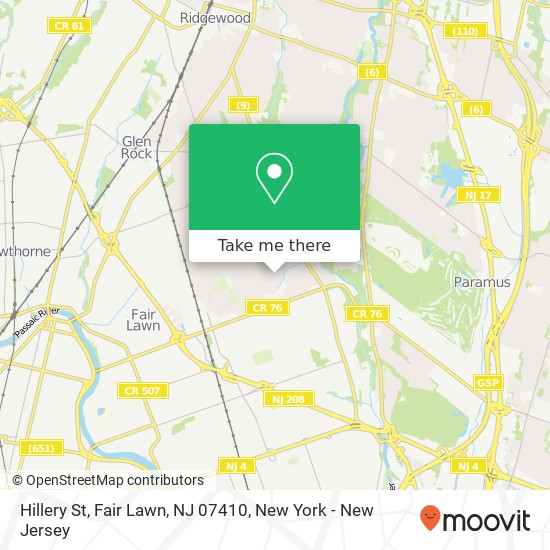 Mapa de Hillery St, Fair Lawn, NJ 07410