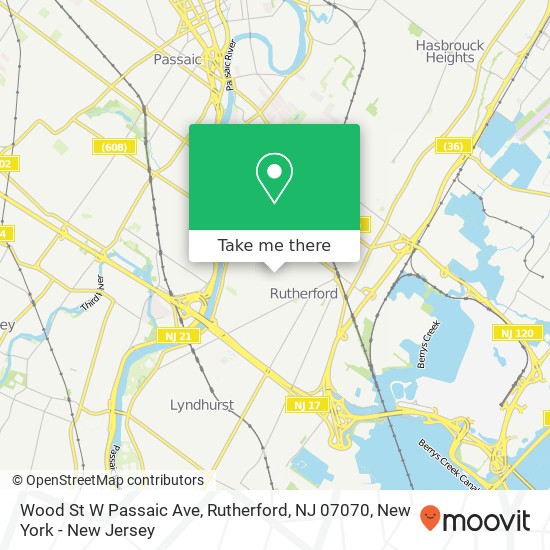 Wood St W Passaic Ave, Rutherford, NJ 07070 map