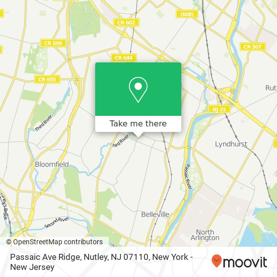 Mapa de Passaic Ave Ridge, Nutley, NJ 07110