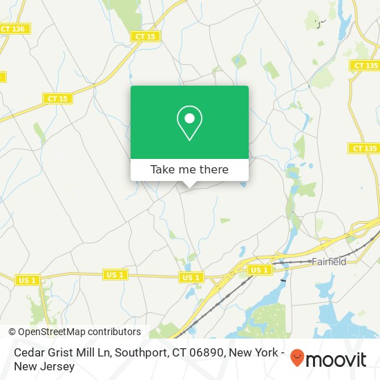 Mapa de Cedar Grist Mill Ln, Southport, CT 06890