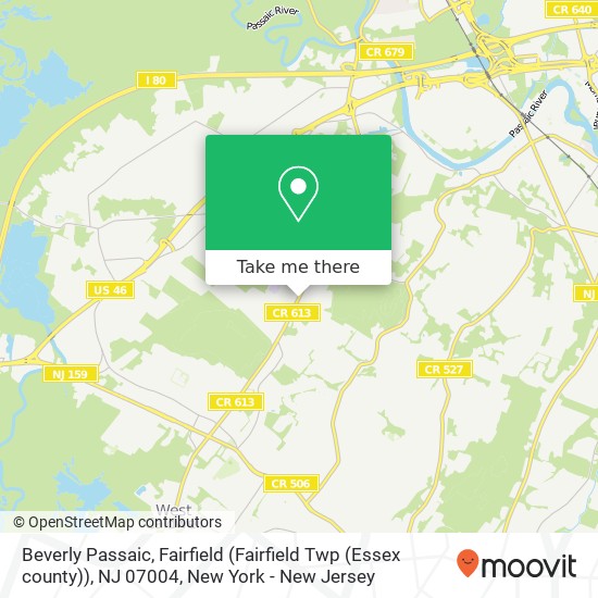 Mapa de Beverly Passaic, Fairfield (Fairfield Twp (Essex county)), NJ 07004