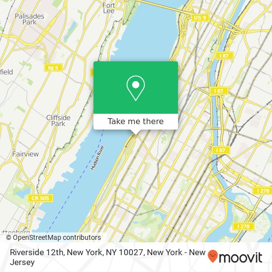 Riverside 12th, New York, NY 10027 map
