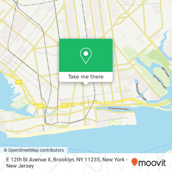 Mapa de E 12th St Avenue X, Brooklyn, NY 11235
