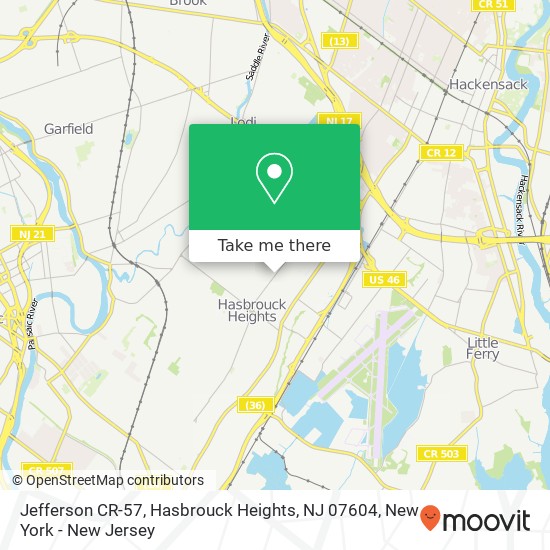 Jefferson CR-57, Hasbrouck Heights, NJ 07604 map