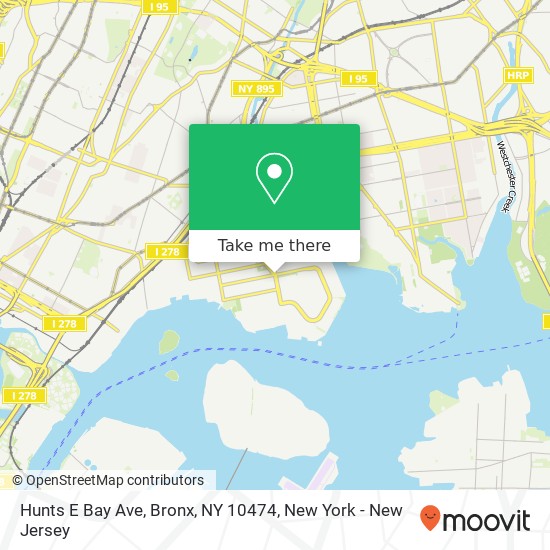 Mapa de Hunts E Bay Ave, Bronx, NY 10474