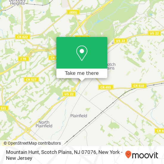 Mapa de Mountain Hunt, Scotch Plains, NJ 07076