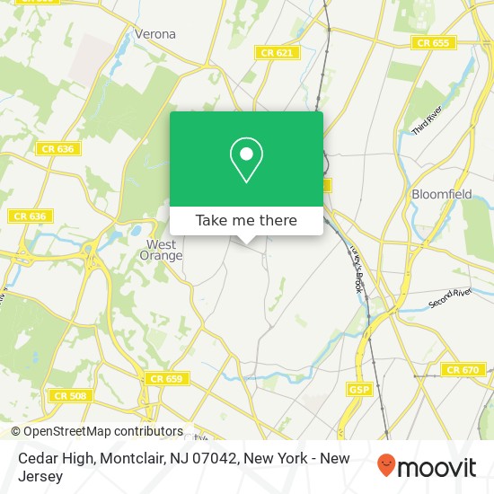 Mapa de Cedar High, Montclair, NJ 07042