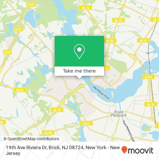 Mapa de 19th Ave Riviera Dr, Brick, NJ 08724